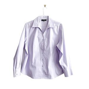 Jones & Co. Womens Blouse Long Sleeve Button Front Relaxed Fit Light Purple 18W